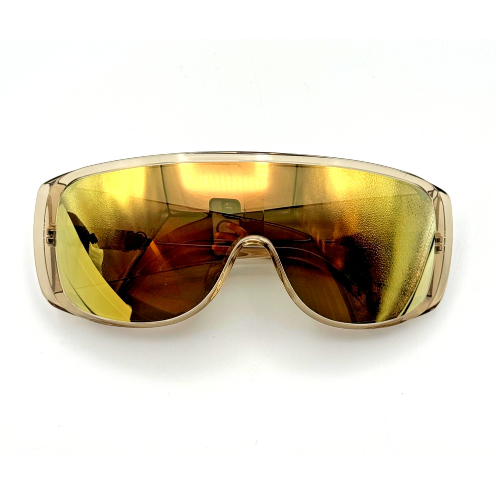 Maison Margiela Sunglasses MM6 19B Ivory Frame Gold Mirror Lens Shield Mask 60mm